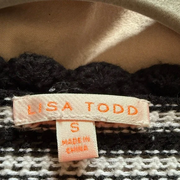 Lisa Todd Black and White Open Knit Sweater 100% cotton Size S - Picture 9 of 9